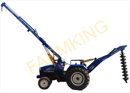 Tractor Crane with Hydraulic Post Hole Digger